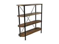 HSM-collectie Wandkast Met 4 Planken-130x39x140-Naturel/Zwart-Mango/Metaal - Vakkenkast