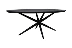 Ovale eettafel Zurich - 180x100x76 - Zwart - Acacia/Metaal