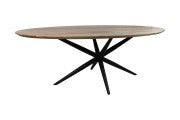 Ovale Eettafel Zurich - 220x100x76 - Naturel/Zwart - Acacia/Metaal