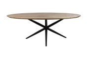 Ovale Eettafel Zurich - 220x100x76 - Naturel/Zwart - Acacia/Metaal