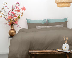Dekbedovertrek Mousseline Taupe 200 x 220