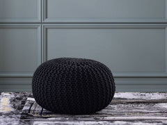 Pouf PREMIUM ø45cm Zitkruk Gehaakte poef Binnen Terras Zwembad Tuin Duurzaam