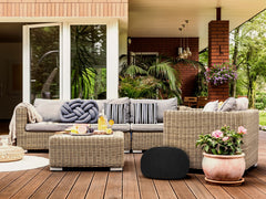 Sitzpouf Pouf Gebreide kruk Gebreide poef Ø 55cm PREMIUM Binnenplaats Zwembad Tuin duurzaam