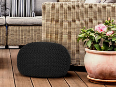 Sitzpouf Pouf Gebreide kruk Gebreide poef Ø 55cm PREMIUM Binnenplaats Zwembad Tuin duurzaam