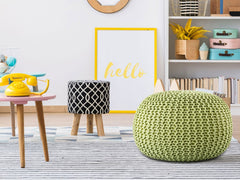 Pouf PREMIUM ø45cm Zitkruk Gehaakte poef Binnen Terras Zwembad Tuin Duurzaam