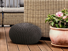 Sitzpouf Pouf Gebreide kruk Gebreide poef Ø 55cm PREMIUM Binnenplaats Zwembad Tuin duurzaam