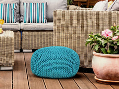 Sitzpouf Pouf Gebreide kruk Gebreide poef Ø 55cm PREMIUM Binnenplaats Zwembad Tuin duurzaam