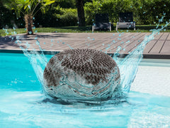 Sitzpouf Pouf Gebreide kruk Gebreide poef Ø 55cm PREMIUM Binnenplaats Zwembad Tuin duurzaam