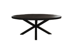 Ovale eettafel - 240x120x77 - Zwart - Mango/Metaal