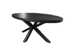Ovale eettafel - 240x120x77 - Zwart - Mango/Metaal