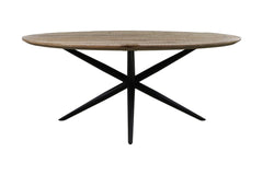 Ovale Eettafel Bern Swiss Edge-180x100x76-Natuur/Zwart-Mango/Metaal