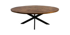 Ovale Eettafel Melbourne-220x110x76-Natuur/Zwart-Mango/Metaal