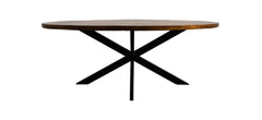 Ovale Eettafel Melbourne-220x110x76-Natuur/Zwart-Mango/Metaal