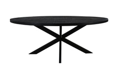 Ovale eettafel Melbourne - 220x110x76 - Zwart - Mango/Metaal