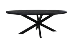 Ovale eettafel Melbourne - 240x110x76 - Zwart - Mango/Metaal
