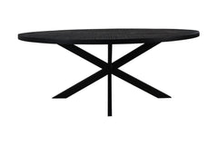Ovale eettafel Melbourne - 240x110x76 - Zwart - Mango/Metaal