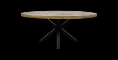 Ovale Eettafel Portland-180x100x77-Natuurlijk/Zwart-Mango/Metaal