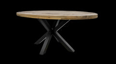 Ovale Eettafel Portland-180x100x77-Natuurlijk/Zwart-Mango/Metaal