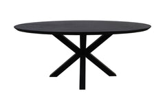 Ovale Eettafel Zurich - 180x100x76 - Zwart/Zwart - Acacia/Metaal