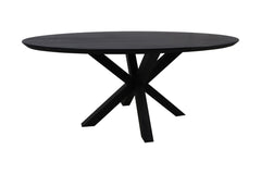Ovale Eettafel Zurich - 180x100x76 - Zwart/Zwart - Acacia/Metaal