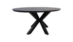 Ovale Eettafel Zurich - 180x100x76 - Zwart/Zwart - Acacia/Metaal