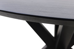Ovale Eettafel Zurich - 180x100x76 - Zwart/Zwart - Acacia/Metaal