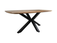 Ovale Eettafel-2-180x100x76-Naturel/Zwart-Acacia/Metaal