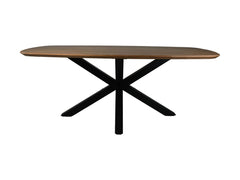 Ovale Eettafel-2-180x100x76-Naturel/Zwart-Acacia/Metaal