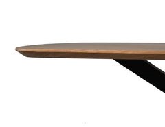 Ovale Eettafel-2-180x100x76-Naturel/Zwart-Acacia/Metaal