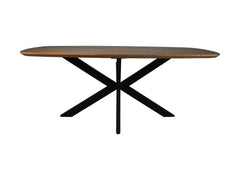 Ovale Eettafel-1-180x100x76-Naturel/Zwart-Acacia/Metaal