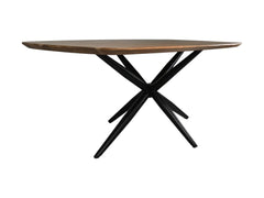Ovale Eettafel-3-180x100x76-Naturel/Zwart-Acacia/Metaal