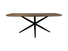 Ovale Eettafel-3-180x100x76-Naturel/Zwart-Acacia/Metaal