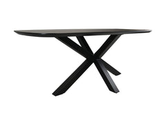 Ovale Eettafel-1-180x100x76-Zwart-Mango/Metaal