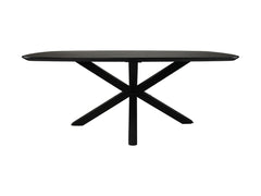 Ovale Eettafel-1-180x100x76-Zwart-Mango/Metaal