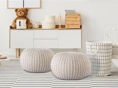 Pouf PREMIUM ø45cm Zitkruk Gehaakte poef Binnen Terras Zwembad Tuin Duurzaam - Poef