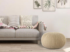 Pouf PREMIUM ø45cm Zitkruk Gehaakte poef Binnen Terras Zwembad Tuin Duurzaam - Poef