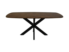 Ovale Eettafel-180X90X76-Natuurlijk/Zwart-Mango/Metaal