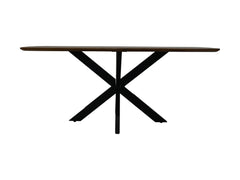 Ovale Eettafel-180X90X76-Natuurlijk/Zwart-Mango/Metaal