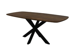 Ovale Eettafel-180X90X76-Natuurlijk/Zwart-Mango/Metaal