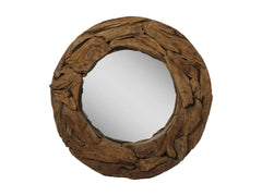 Ronde Spiegel - 90x90x10-Natuurlijk-Teak