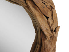Ronde Spiegel - 90x90x10-Natuurlijk-Teak