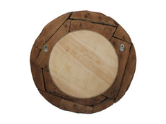 Ronde Spiegel - 90x90x10-Natuurlijk-Teak