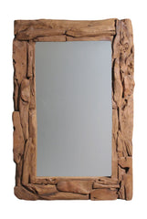 Rechthoekige spiegel Root-140x6x80-Naturel-Teak
