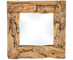 Vierkante Spiegel-50x7x50-Naturel-Teak