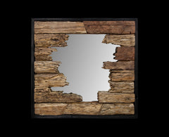Vierkante Spiegel-80x5x80-Bruin/Zwart-Teak