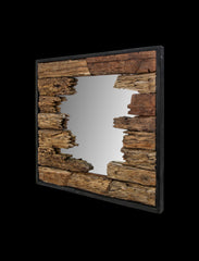 Vierkante Spiegel-80x5x80-Bruin/Zwart-Teak