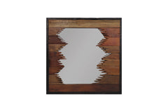 Vierkante Spiegel-80x5x80-Bruin/Zwart-Teak
