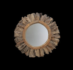 Ronde spiegel Sun-108x5x108 - Naturel - Teak
